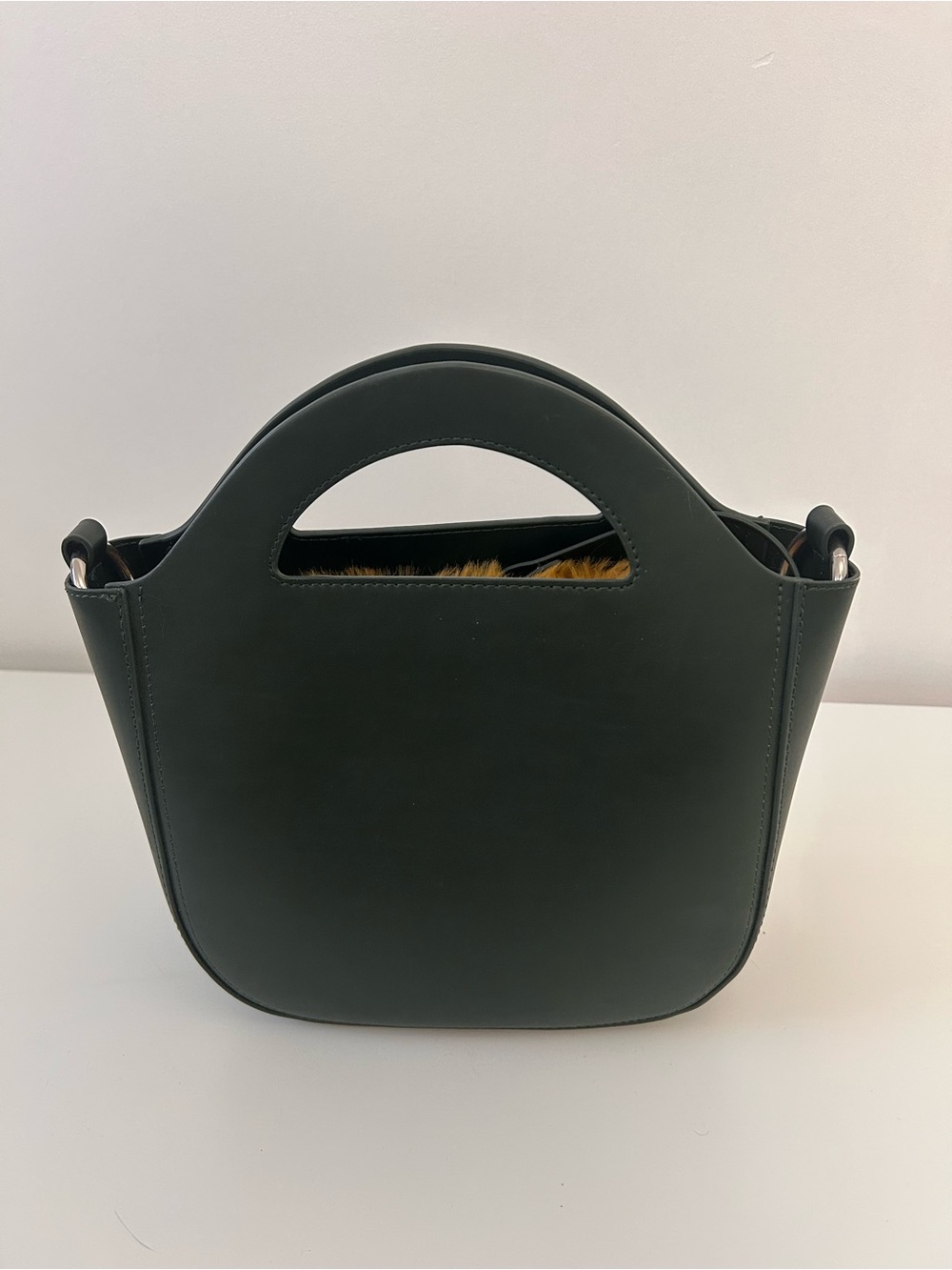 Structured Zara Dark Green Women's Handbag with Top Handle